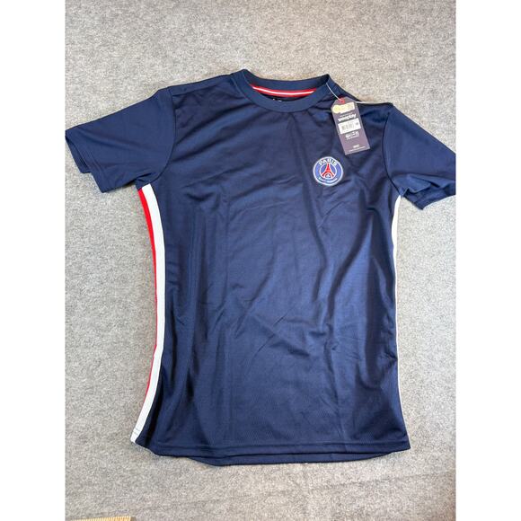 Paris Saint Germain PSG Football Soccer Jersey Mens Medium Navy Activewear NWT - Picture 1 of 8